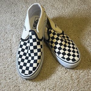 Classic Womens Checkered Vans Slip Ons WORN ONCE